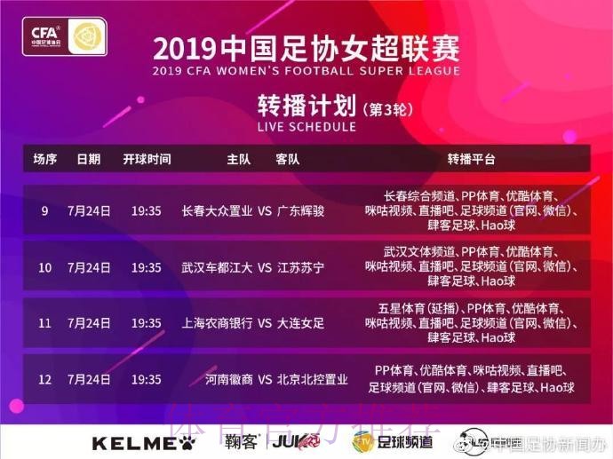 敢热爱 耀出色| 2019女超联赛第三轮赛事预告 敢热爱 耀出色| 2019女超联赛第三轮赛事预告